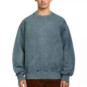 <b>Men</b> Acid Wash Boxy Fit Oversized <b>Sweatshirt</b> Custom logo 100% Cotton Heavyweight French Terry Cropped Crewneck <b>Sweatshirt</b> - Product Image 4