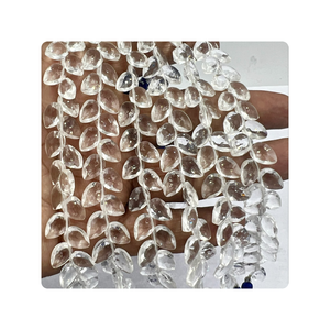 Premium Brown <b>Natural</b> <b>Crystal</b> Quartz Faceted Pear Briolette Beads for Jewelry Making - Product Image 4