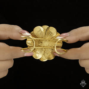 PRAO Anti-ternissement jonquille manchette Bracelet fait à la main taille réglable en laiton bijoux de mode pour les femmes motif en forme de coeur - Product Image 3