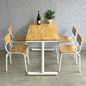 CBCF295 Iron Frame and Rubber Wood Cafe & <b>Restaurant</b> Table & Chair <b>Set</b> Square Pattern Booth Seat for Coffee Shops & Hotels - Product Image 2