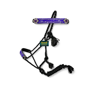 Wholesale Western Equestrian Horse Halter Leather Noseband <b>Braided</b> Mule Tape Rope Lead 7.5 Foot Long Attached Lead Customizable - Product Image 5