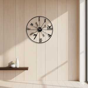 Original <b>Retro</b> Style Iron Wall Clock Silent Mute European Design Decorative Timepiece for Living Room and Bedroom - Product Image 1