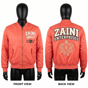 Chaqueta Bomber para Hombre, Premium, 240 GSM, Poliéster Coral, Parche de Chenilla con Logotipo Bordado Personalizado, Cierre de Cremallera, Estilo Casual - Product Image 1