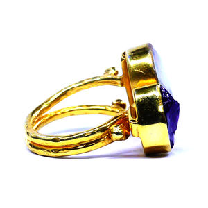 À la mode 925 Sterling Silver Gold Plaqué Bijoux Baroque Perle Tourmaline Gemstone Classique Femmes Anneau - Product Image 4