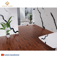 Projet de centres de villégiature préfabriqués Premium Calacatta Panda Blanc Panneau mural de taille personnalisée Grande dalle de quartz mince