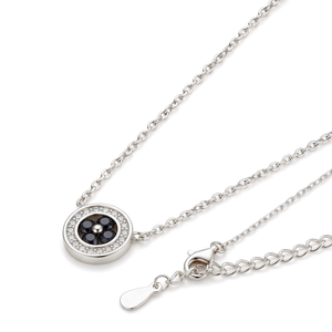 Pendentif halo en argent 925 plaqué or avec accents de moissanite noire et chaîne tendance SHREYA DIAM - Product Image 6