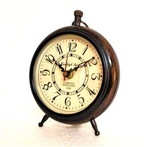 Best Selling <b>Unique</b> Nautical Table <b>Clock</b> Carved Handmade Metal Brass with Black Finishing Regular Design Wholesale Sale - Product Image 2