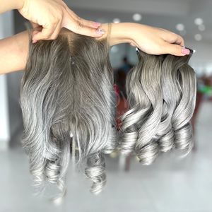 Paquets d'extensions de cheveux vietnamiens de couleur grise de qualité supérieure avec fermeture ou frontale pour faire des perruques - Product Image 3