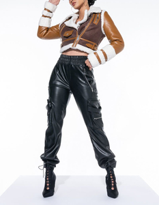 Veste en cuir de bombardier formelle de style unique d'hiver chaud pour femmes avec fermeture à glissière coupe-vent en cuir PU quantité minimale de commande bas meilleure qualité - Product Image 5