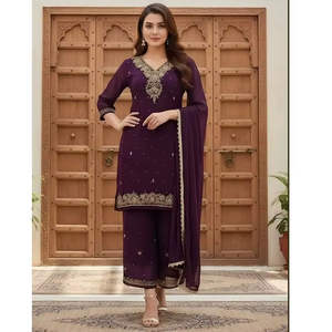 Designer Best quality Georgette <b>kurti</b> with palazzo set for Festive occassion & Wedding Party - Product Image 3