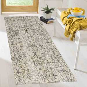 Floral Turkish <b>Rug</b>: Personalized Saloon Style Runner,Nonwoven <b>Thin</b> <b>Rug</b> - Product Image 2