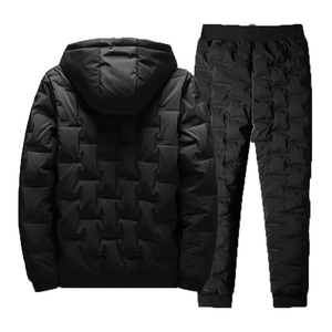 2026 Winter Men's Printed Casual Hooded Tracksuit Set Regular Fit 100% Cotton Fleece Lining Eco-Friendly Breathable 2-Piece - Product Image 3