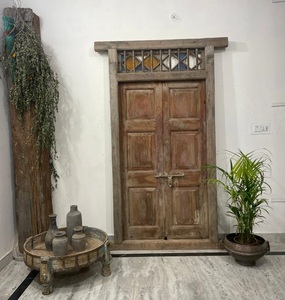 แผงประตูไม้เนื้อแข็งโบราณกรอบที่หรูหราสำหรับใช้กลางแจ้งสำหรับวิลล่าบ้านห้องนั่งเล่นห้องนอนรับประทานอาหาร - Product Image 1