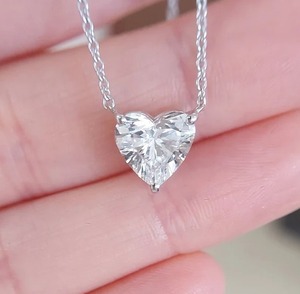 Belle D E F Couleur VVS Clarté Coeur Forme Lab Grown Diamant Pendentif Beau Pendentif En Argent Sterling Cadeau De Mariage Pour Elle - Product Image 5
