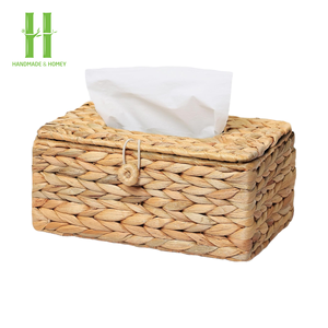 Eco-friendly Natural Rattan Tissue <b>Box</b> Cover with <b>Lock</b> Decorative Bathroom Holder Made in Vietnam Custom Logo - Product Image 1