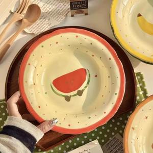 Nouvelle assiette en céramique <span class=keywords><strong>de</strong></span> 8 pouces, motif fruit mignon, couleur émaillée, haute beauté, vaisselle <span class=keywords><strong>de</strong></span> table orientale pour services créatifs et fêtes - Product Image 3