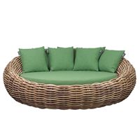 DL Home Furniture Modernes Rattan-Tagesbett Sonnenliege mit ausziehbarem Baldachin für den Außenbereich von Villen, wasserdichter Aluminiumrahmen, Outdoor