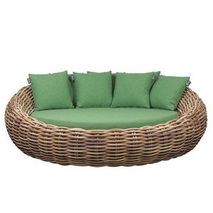 DL Home Furniture-Lit de repos en rotin pour l'extérieur avec auvent rétractable Meubles en osier, ensemble de canapé sectionnel extérieur rond - Product Image 1