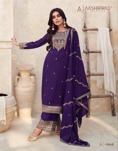 นักออกแบบล่าสุดการลําดับการเย็บปักถักร้อยเทียม Georgette ทํางานชุด Palazzo โดย Fab Zone - Product Image 3