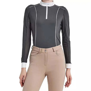 Ropa de equitación de diseño OEM para mujer, camisa de manga larga con cremallera y capa base para montar a caballo - Product Image 5