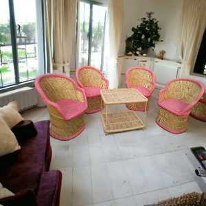 Ensemble 4 chaises de jardin élégant pour restaurant avec table Meubles en canne de bambou pour hôtel, restaurant, piscine, jardin et pelouse - Product Image 4