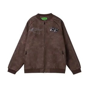 American Style Vintage Embroidery Letter Genuine Leather Jacket Men Trendy Brand Loose Fit Hip Hop Couple Waterproof Breathable - Product Image 1