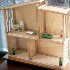 Venta superior Eco Friend Rattan Doll House Toys Set Venta al por mayor Beautiful Indoor Kids Juguete educativo Mimbre Rattan Girls Doll House - Product Image 4
