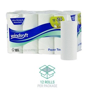 Toallas de Cocina de Primera Calidad Windsoft SOD418231, de 2 Capas, 11 Pulgadas X 6 pulgadas Papel Higiénico Desechable Blanco, 110 Hojas/Rollo, 12 Rollos/Caja - Product Image 6