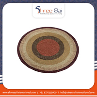 Tapis ronds en jute organique tressé, brodé, fait main, modernes, lavables, antidérapants pour salon, chambre, bureau, hôtel
