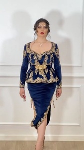 Zari Designer 2024 chaqueta de seda azul marino y vestido Karakou bordado con cuentas de cristal perlas de trabajo Dabka para bodas - Product Image 2