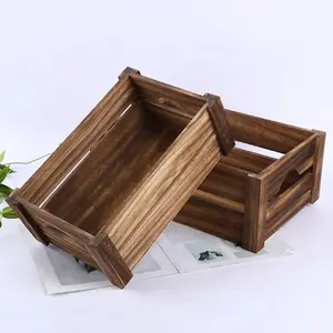 Venda quente de cestas de frutas de madeira estilo vintage preço de atacado caixas de madeira de alta qualidade e cestas de armazenamento