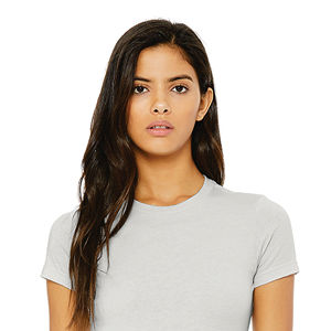 เสื้อยืดทรงสลิมฟิตสำหรับผู้หญิง,เสื้อรัดไหล่ความยาวลำตัวยาวขึ้น100% ทำจากผ้าฝ้ายและแหวนปั่นได้32เดี่ยว4.2ออนซ์สีขาว - Product Image 4