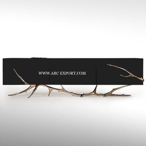 Mesa de consola clásica de color negro y hierro metálico, mesa de consola de muebles hecha a mano con diseño único atractivo para uso de boda y cafetería - Product Image 2