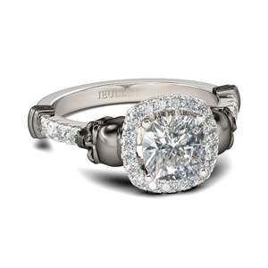 Jeulia Halo Cushion Cut Sterling Silver <b>Skull</b> <b>Ring</b>-Rhodium Plated Fine Jewelry with Zircon - Product Image 3