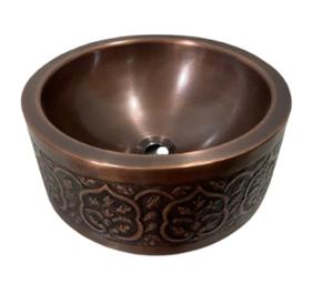 Meilleures ventes Lavabo de salle de bain en cuivre pur à double paroi avec finition patinée vert antique pour hôtels et villas - Product Image 6