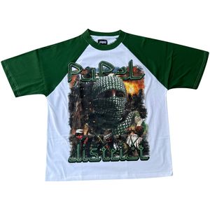 American Raglan Sleeve T-shirts graphiques surdimensionnés vintage pour hommes Heavyweight 100% Cotton Screen Printing Cropped Boxy Style - Product Image 4