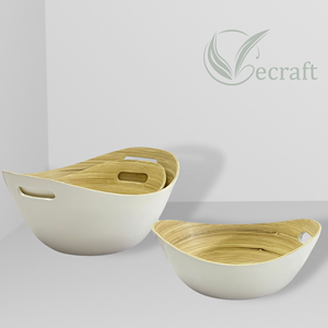 Ensaladera de bambú de tendencia-cuenco de madera 100% Natural en forma de barco, respetuoso con el medio ambiente y elegante, perfecto para ensalada - Product Image 6