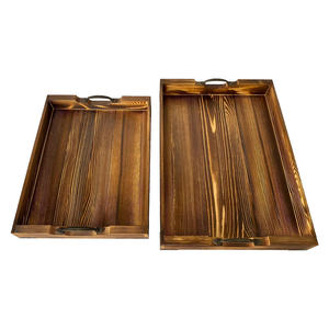 ซัพพลายเออร์ถาดไม้ระดับพรีเมียมสำหรับใช้ในโรงแรมร้านอาหารชุดถาดทำจากไม้สน2ชิ้นพร้อมที่จับโลหะวันนี้ - Product Image 2