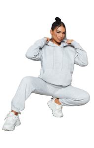 ชุดวอร์ม2ชิ้นแบบสวมศีรษะมีฮู้ดแบบโอเวอร์ไซส์ของผู้หญิงชุดวิ่งแบบพับมีกระเป๋าด้านหน้าชุดวอร์ม - Product Image 6