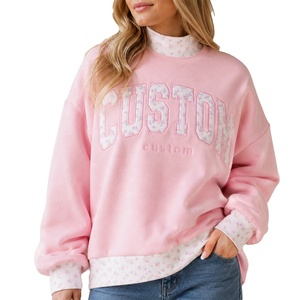 Sudadera de cuello alto extragrande de forro polar para mujer, talla grande, de poliéster/algodón, informal, con parche floral y letras, para invierno - Product Image 4