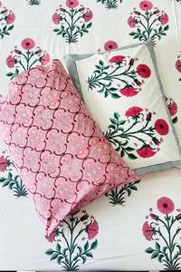 Sábana con estampado de bloque de mano de algodón orgánico 100% con fundas de almohada sábana de algodón orgánico para decoración del hogar - Product Image 3