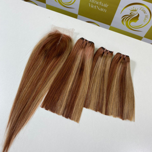 Venta al por mayor Bonestraight Vietnam Paquetes y Pelucas de Cabello Humano con Super Doble Dibujado Virgen HD Encaje Cierre Suizo Color Piano - Product Image 1
