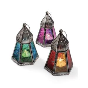 New Decorative Hanging <b>Moroccan</b> <b>Lanterns</b> Home & Garden Decor Black Nickel Designer Colored Glass Mini <b>Lanterns</b> - Product Image 3