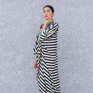 Mujeres largas Casual bordado cuello en V mujeres Kaftan vestidos nueva llegada boda fiesta Resort Wear Boho bordado cuello en V Kaftan - Product Image 1