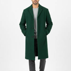 Manteau d'hiver décontracté uni pour homme, long manteau classique en laine mélangée, élégant manteau long pour homme - Product Image 1