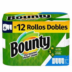 Bounty Select-A-Size White Double Rolls Paper Towels 3 Ply 90 <b>Sheets</b> Per Roll 6 Count - Product Image 1