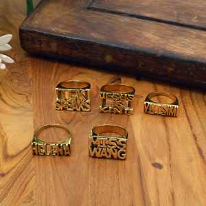 Bague personnalisée avec nom gravé, en acier inoxydable ou en laiton, bijoux pour femmes et hommes, OEM ODM - Product Image 1