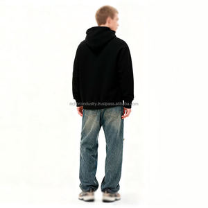 Sudadera con Capucha Unisex al por Mayor, con Cierre, para Hombre y Mujer, Informal, 100% Algodón, Corte Holgado, Personalizada con Estampado, Negra Oscura - Product Image 5