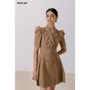 Elegant Style Camel Dress for Womens A-Line Shape Roman <b>Sunday</b> Pleat Dress Size S M L Available Whiteant Vietnam Local Brand - Product Image 1