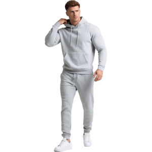 Ensemble de survêtement pour homme gris clair, 2 pièces, ensemble actif respirant, sweat-shirt en polaire léger et pantalon de jogging - Product Image 1